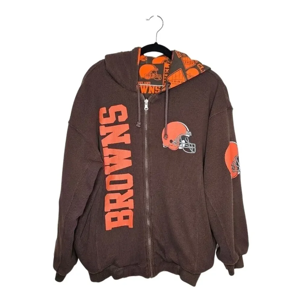 NFL Cleveland Browns Reversible Zip-Up Hooded Heavyweight Sweatshirt Jacket Sm